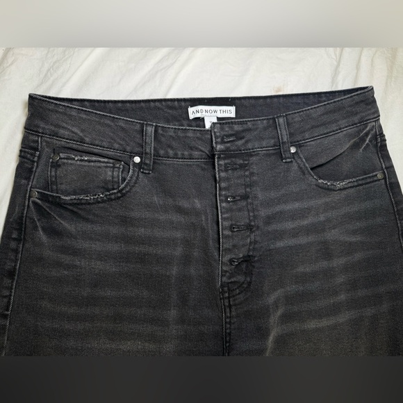 NWOT And Now This Jeans High Waist Wide-Leg Rip Crop Black Wash Size 31 Vintage - Picture 8 of 16